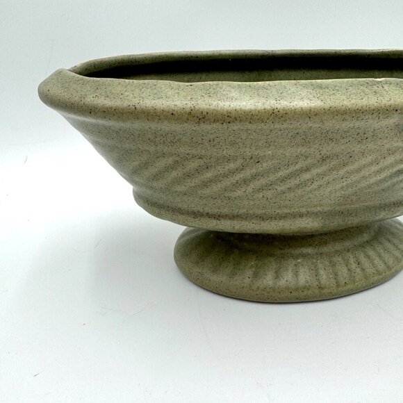 Vintage Haeger Pottery Green Oval Compote Planter Mid Century - Picture 2 of 16